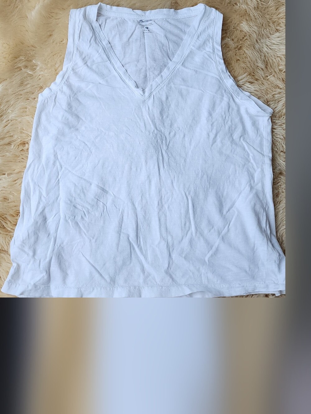 Madewell White V-Neck Tank Top